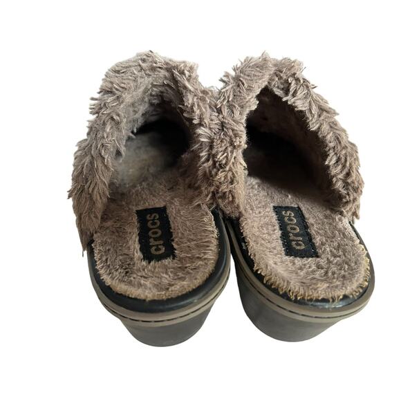 Crocs Women's Size 7 Brown Cobbler Eva Faux Fur Lined Clogs Mules Shoes EUC - Picture 7 of 13